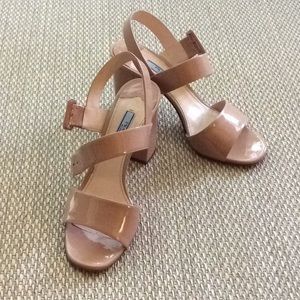 Prada nude patent sandal